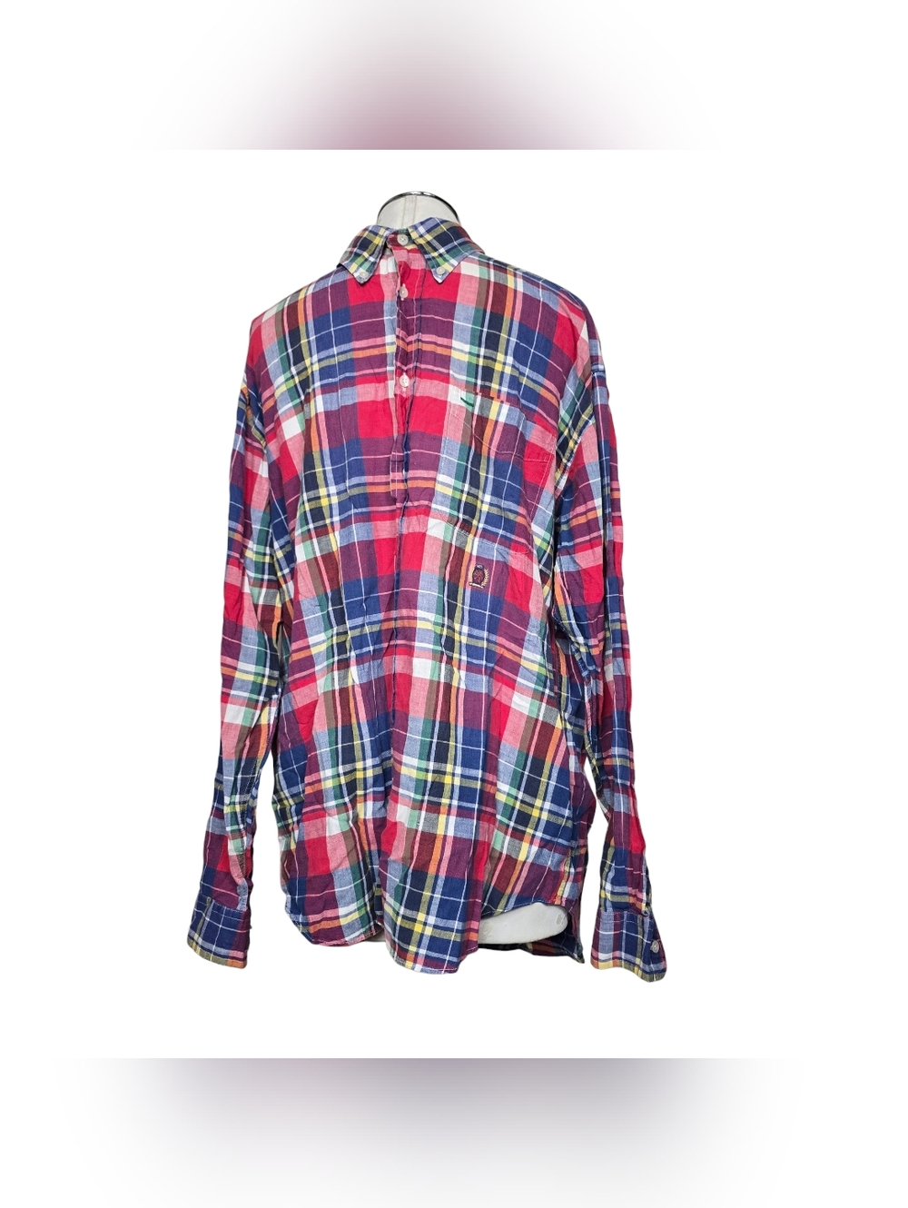Tommy Hilfiger Plaid Red Blue Green Yellow Long Sleeves Shirt L Mens